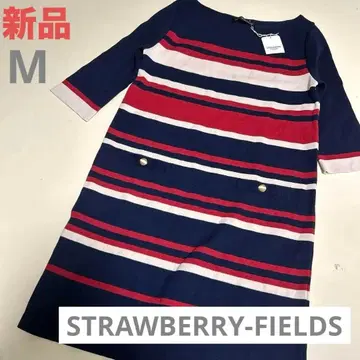 새상품 스트로베리 필드 튜닉 원피스 M 코튼 면 7부 소매 티셔츠