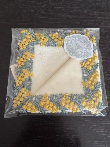 치카자와 레이스 타월 손수건 미모사 미사용 새상품