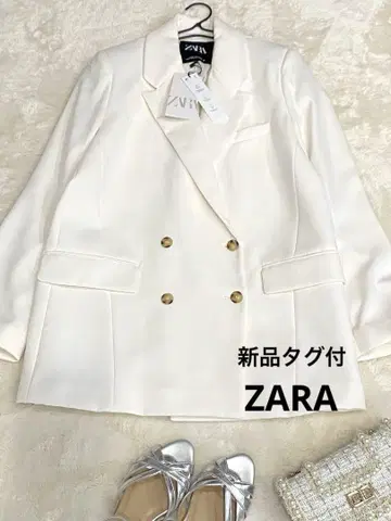 택 포함 새상품 ZARA 루즈핏 테일러드 자켓 더블 화이트