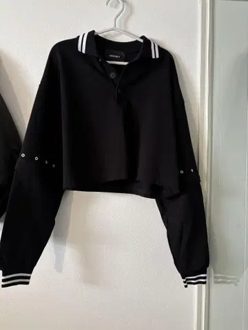 GRANCY 지퍼 레이어드 와이드 숏 피케 셔츠 M