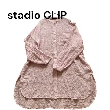 stadio CLIP 핑크 셔츠 원피스 긴팔 프리 사이즈 겉옷