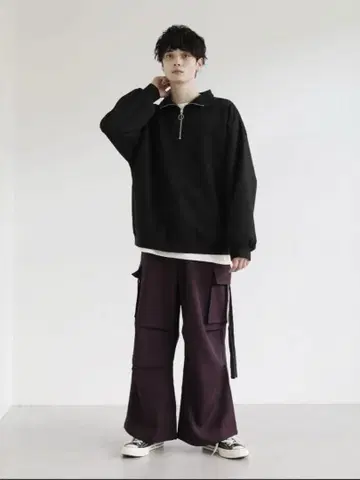 LILL 드레이프 와이드 슬랙스 카고 팬츠