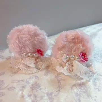 디즈니 미니 헤어핀 핑크 화이트 레이스 똑딱핀