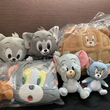 톰과 제리 봉제 인형 & 제일복권 쿠션 태피