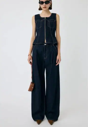 moussy TUCK WIDE 스트레이트 데님