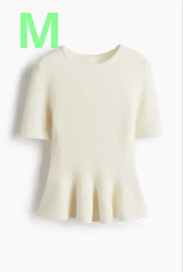 H&M RIB-KNIT PEPLUM TOP 페플럼 니트 화이트 M