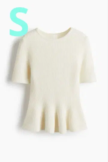 미사용 새상품 H&M RIB-KNIT PEPLUM TOP 크림 화이트 S