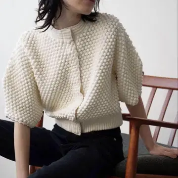 CLANE 3D DOT HALF SLEEVE KNIT CARDIGAN