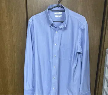 [ 새상품급 ] 유니클로 슈퍼 논아이롱 저지 슬림 셔츠 긴팔 L 블루