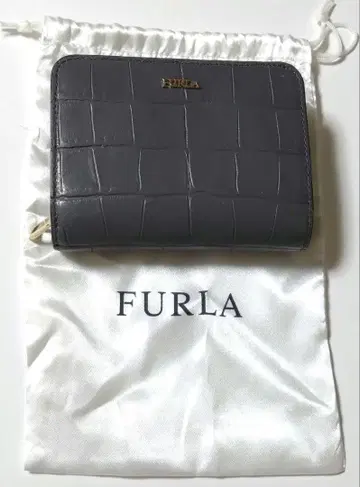 FURLA 훌라 이단 접이식 지갑 그레이 악어 엠보