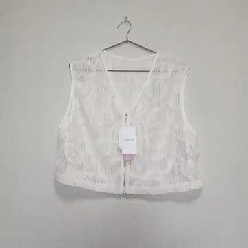LEPSIM 자수 레이스 베스트 화이트 프리 사이즈