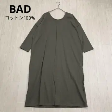 BAD 배드 V넥 긴팔 티셔츠 원피스 슬릿 포함
