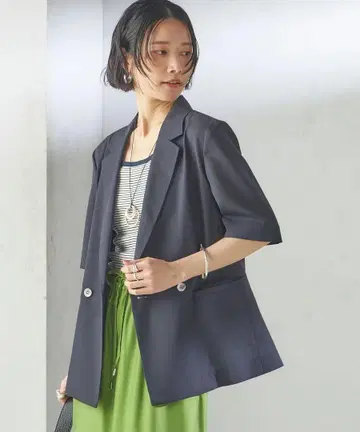 새상품 SHIPS 더블 반팔 자켓 네이비