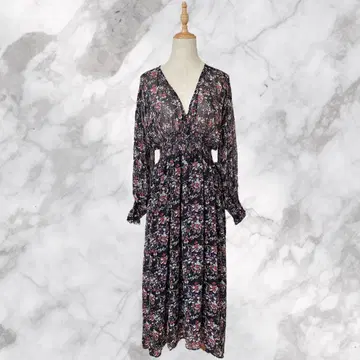 ZARA 자라 꽃무늬 플라워 시어 소재 긴팔 롱 원피스