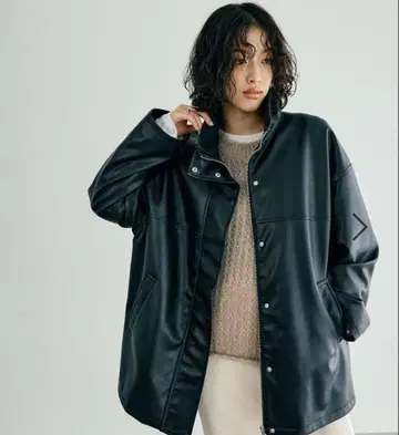 lepsim 인조 가죽 스탠드 자켓 (블랙)