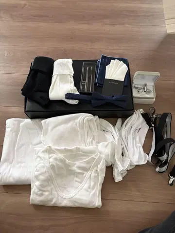 턱시도용 셔츠 넥타이 양말 서스펜더 세트