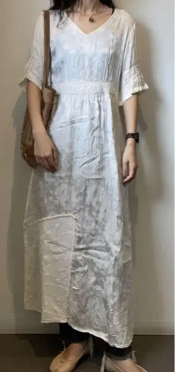 빈티지 새틴 레이스 롱 원피스