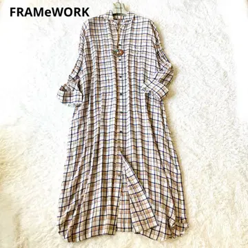 새상품급 프레임워크 셔츠 원피스 체크 맥시 겉옷 긴팔 F