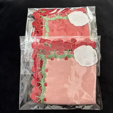 치카자와 레이스 손수건 2개 체리