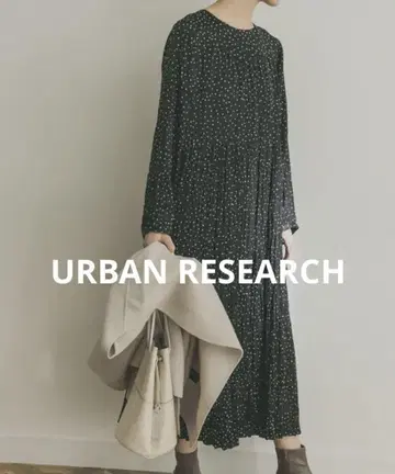 URBAN RESEARCH 랜덤 플리츠 티어드 원피스 도트