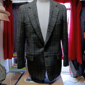울 혼방 멀티 컬러 체크 테일러드 자켓 고급 트위드입니다