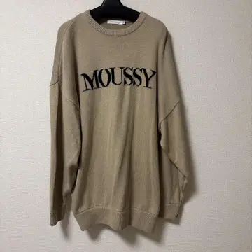MOUSSY 베이지 로고 긴팔 니트 원피스