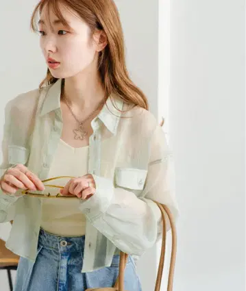Kastane 오간자 크레이프 셔츠 민트