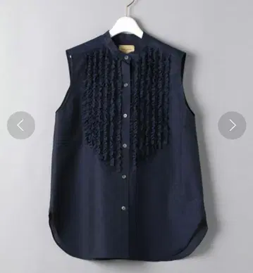 UNITED ARROWS UGCMD 프릴 스탠드 카라 슬리브리스 셔츠