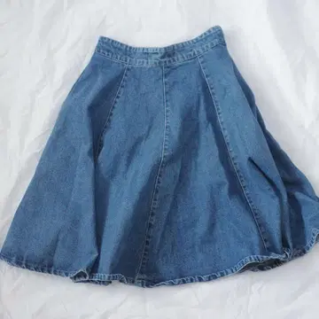 데님 블루 플레어 스커트 밴딩