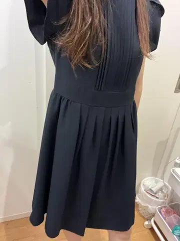 네이비 반팔 무릎 기장 파티 드레스 입학/유치원 입원