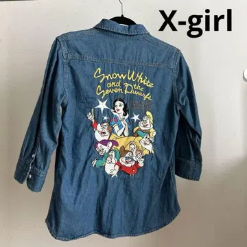 x-girl 백설공주 자수 데님 셔츠