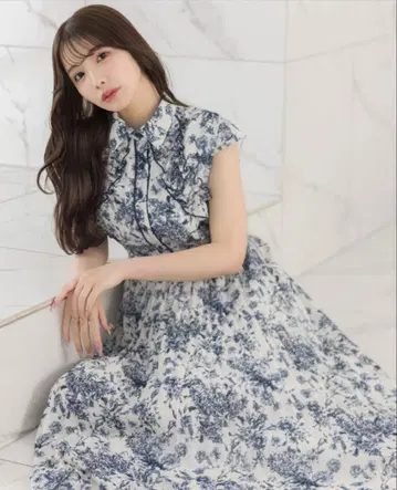 프릴 달린 플라워 프린트 셔츠 플리츠 원피스 tocco 토코