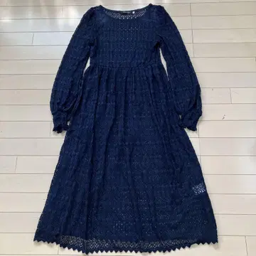 9.1 Caca Deal 전체 레이스 롱 원피스 네이비 2
