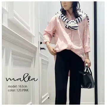 malla x MMN 스탠드 카라 셔츠 핑크 Calne