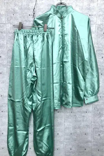 레트로 올드 구제 의류 실키 새틴 쿵푸 차이나 셋업