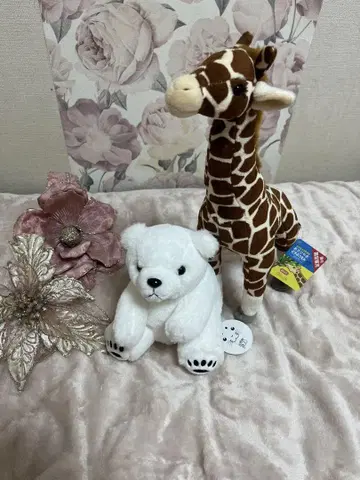 아사히야마 동물원 기린과 북극곰 봉제 인형 세트