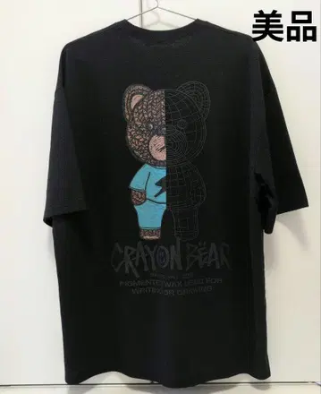 오버 베어 백 T셔츠 크레용 베어 구제 의류 반팔