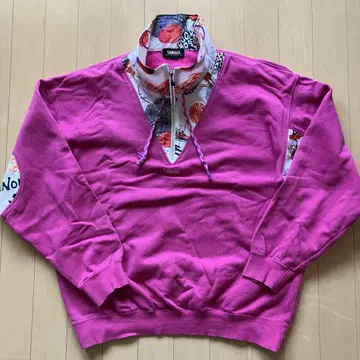 빈티지 YAMAHA 맨투맨 하프 지퍼 핑크