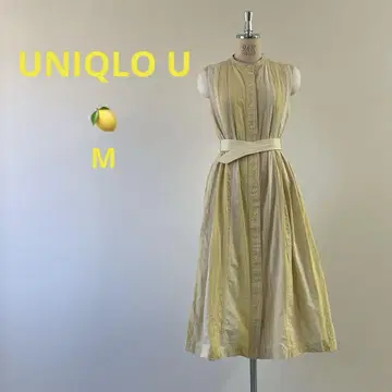 [ UNIQLO U ] 옅은 옐로우 컬러 슬리브리스 셔츠 원피스