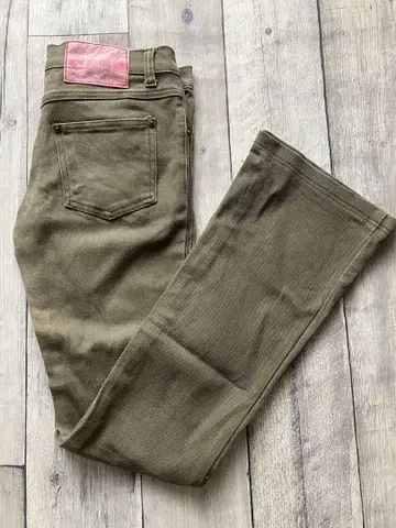 컬러 청바지 카키 스트레치 부츠컷 로우라이즈