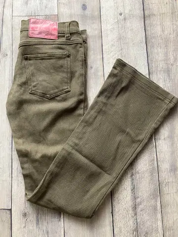 컬러 청바지 카키 스트레치 부츠컷 로우라이즈