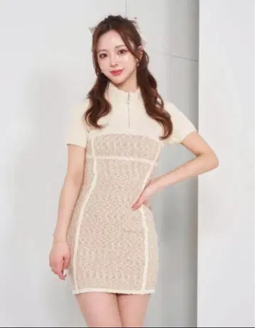 Darich 다리치 라인 슬라브 니트 미니 원피스