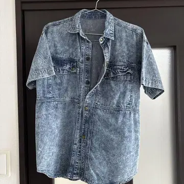 데님 숏 슬리브 셔츠