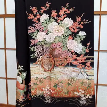 블랙 럭셔리 금채 순수 실크 오문 결혼식 피로연 기모노 착용법 연습에도