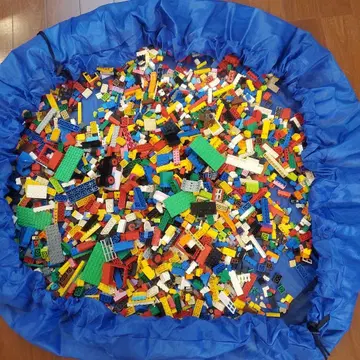 LEGO 블록 4.8kg 세트 파란색 수납 매트 포함