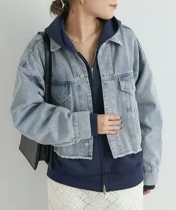 새상품 데님 트윌 숏 자켓 블루