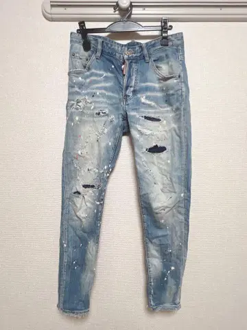 DSQUARED2 디스퀘어드 데님 청바지 페인트 가공 데미지 가공 46