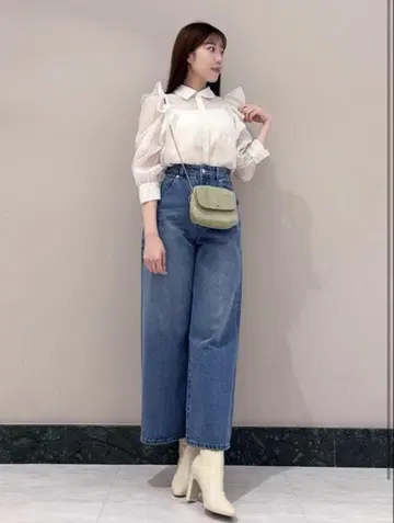SNIDEL 하이웨스트 와이드 데님 BLU