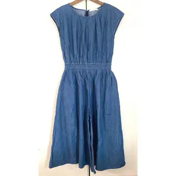 새상품급 로리즈팜 LOWRYS FARM 데님 와이드 레그 점프수트 M