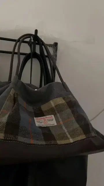 체크 무늬 복조리 백